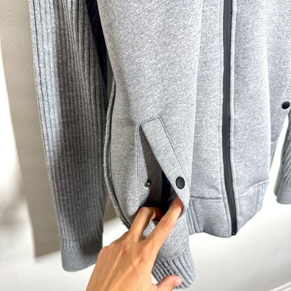 Stone Falcon Men’s Size Large Grey Black Full Zip Fleece Hoodie Jacket - Picture 5 of 10